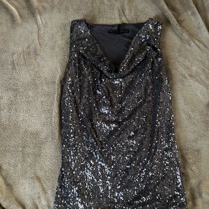 Sparkly, dressy tank, scoop neck.